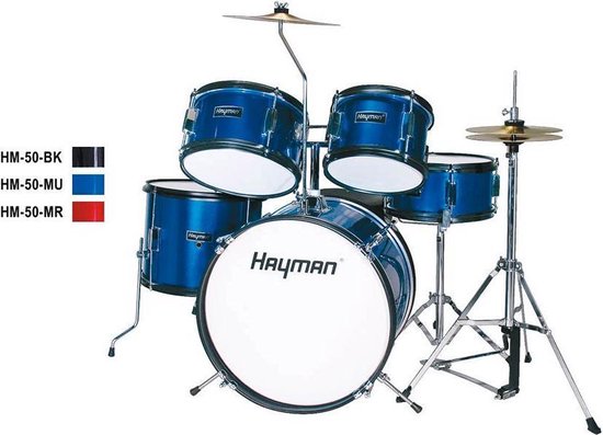Comorama Fitness Duiker kinder drumstel zeer compleet 5-delig drumstel, drum kruk, hihat en bekkens...  | bol.com