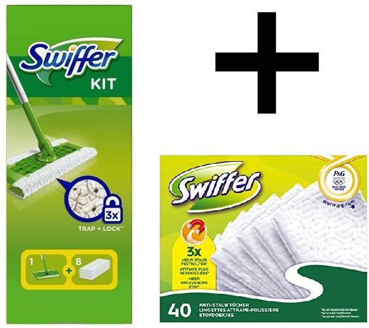 Kit complet Swiffer 8 lingettes sèches et 3 lingettes humides