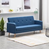 Slaapbank Bankstel 3-zits Stof Blauw (Incl FLEECE deken) - Loungebank - Woonkamer bank - Slaapbank - Bedbank - Verstelbare bank - Logeerbed