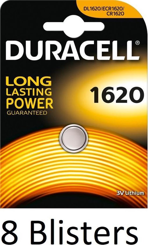 8 Stuks (8 Blisters a 1 st) Duracell CR1620 - Lithium batterij - DL1620 |  bol.com