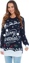 Foute Kersttrui Dames - Christmas Sweater - Kerstjurk "Merry Christmas met Pompons" - Kerst trui Vrouwen Maat L