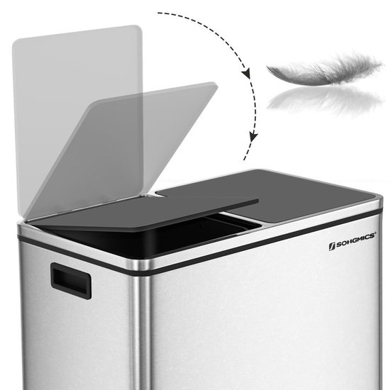 Kitchen Move Poubelle pédale tri sélectif HAJA argent 60L Acier inoxydable Argent