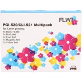 FLWR - Inktcartridge / Canon CLI-521 / 5-pack Zwart & Kleur