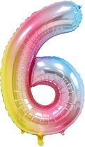 DW4Trading® Cijfer ballon 6 regenboog 40cm