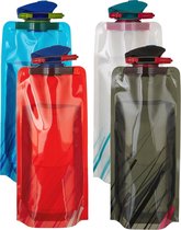 scarlet sport | opvouwbare drinkfles "Compact" (700 ml); set met 4 flessen; BPA-vrij; flexibel, oprolbaar, inklapbaar, herbruikbaar. Set 4 kleuren