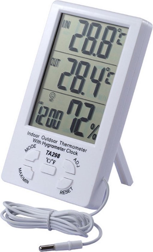 rekenkundig fundament minimum Groot scherm Thermometer Hygrometer Binnen Buiten Digitale Display  Temperatuurdetector... | bol.com