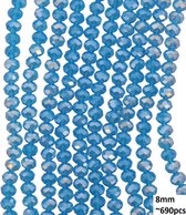 Dielay - Facet Geslepen Glaskralen - DIY Sieraden - 8 mm - Set van 690 Stuks - Shiny Blauw