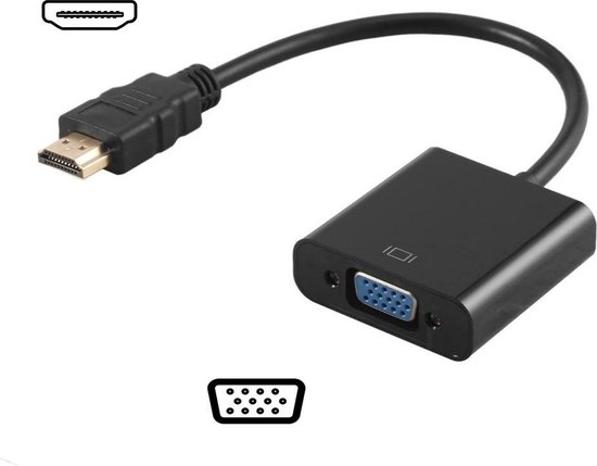 XIB HDMI naar VGA adapter / kabel voor PC/laptop/beamer / 1080p HD - Zwart  | bol.com
