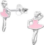 Joy|S - Zilveren ballerina ballet oorbellen 6 x 12 mm danseres