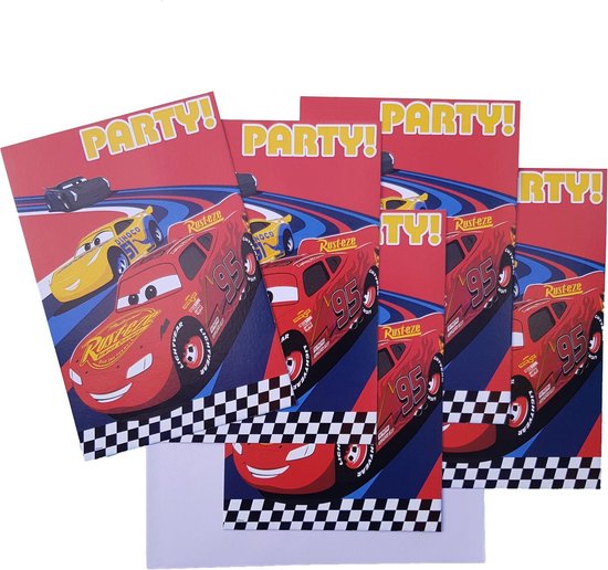 Invitations Disney Cars Lightning McQueen Vs. Cruz Ramirez 5 pièces