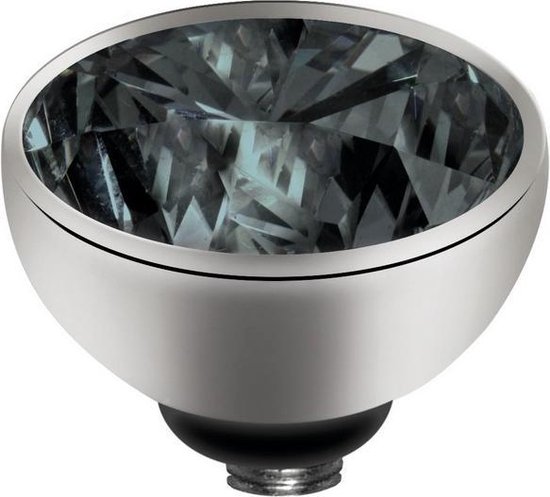 Melano twisted steen rond - zilverkleurig + black - dames - 8mm