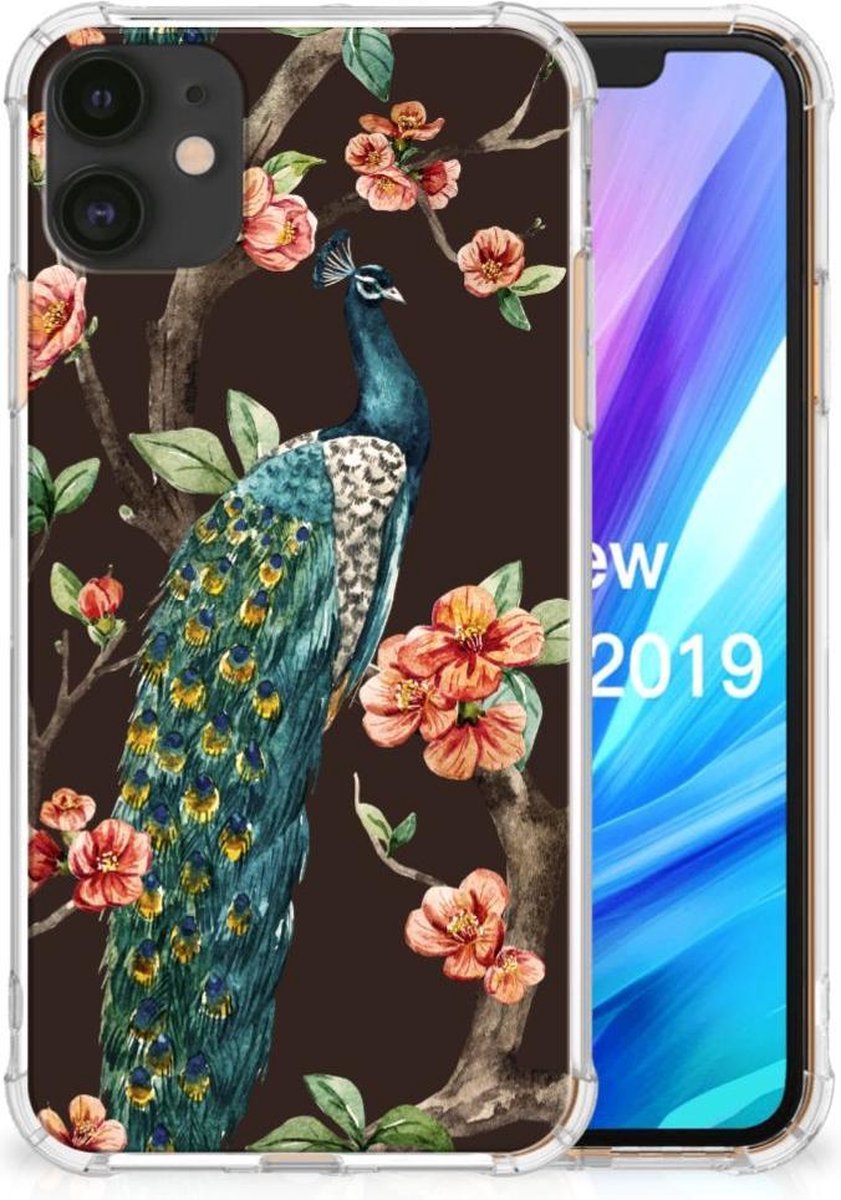 Apple iPhone 11 Case Anti-shock Pauw met Bloemen