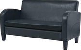 Bankstel 2-zits Kunstleer Zwart (Incl FLEECE deken) - Loungebank - Woonkamer bank - Sofa - Tweezitsbank- Zitbank