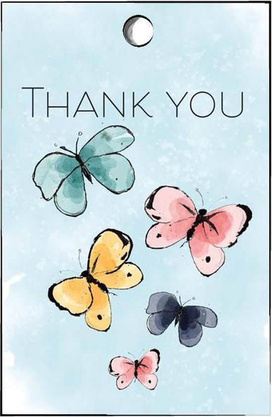 cadeaulabel vlinder - minicard - thank you - vlinders - butterfly - (15st)