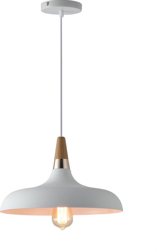 Hanglamp Wit Aluminium met hout - Valott Hanna