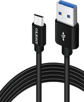 Olesit Type-C USB C 3 Meter Fast Charge 2.4A - Câble de chargement - Chargement sécurisé - Synchronisation et transfert de données - Zwart