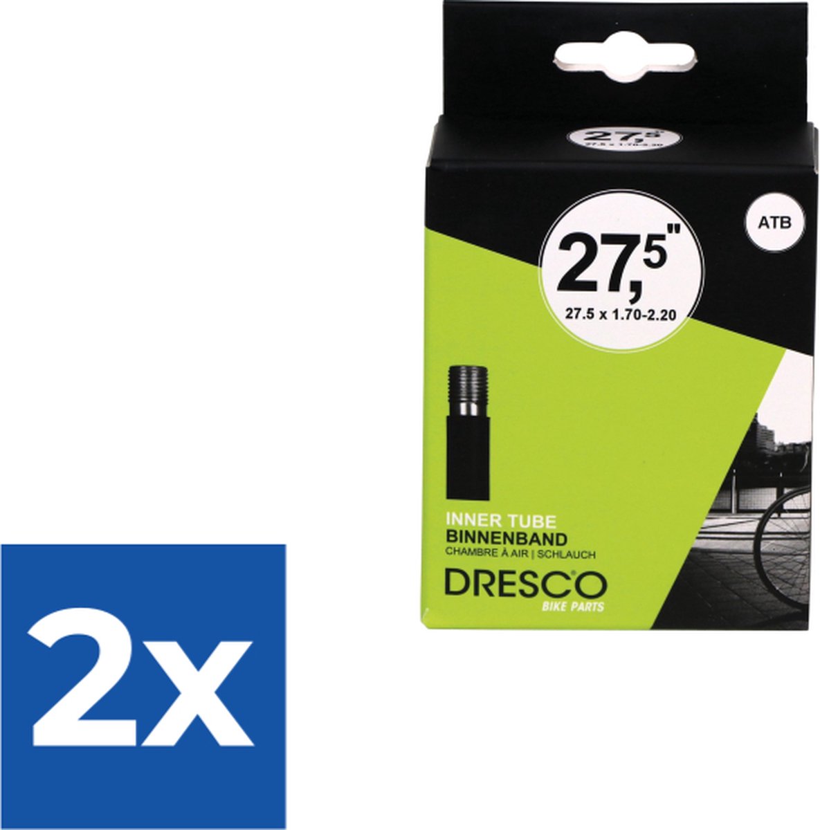 Dresco Binnenband 27-5x1.70-2.20 Auto/Schrader ventiel/AV 48mm (5250441) - Voordeelverpakking 2 stuks