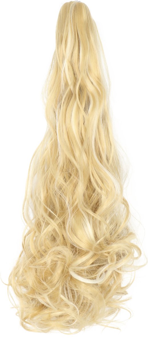 Brazilian Ponytail Medium Blond met Lichtblond - #22H613 - 55cm - Paardenstaart - Haarverlenging - Extensions - Wavy - 22H613# - Haarstuk - 22'' - 22 inch - Blond gemixt lichtblond- Lichtblond