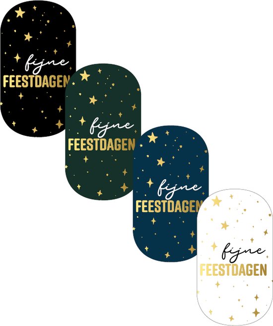 Foto: 48 ovale sluitstickers 4 kleuren stickers fijne feestdagen kerststickers cadeaustickers