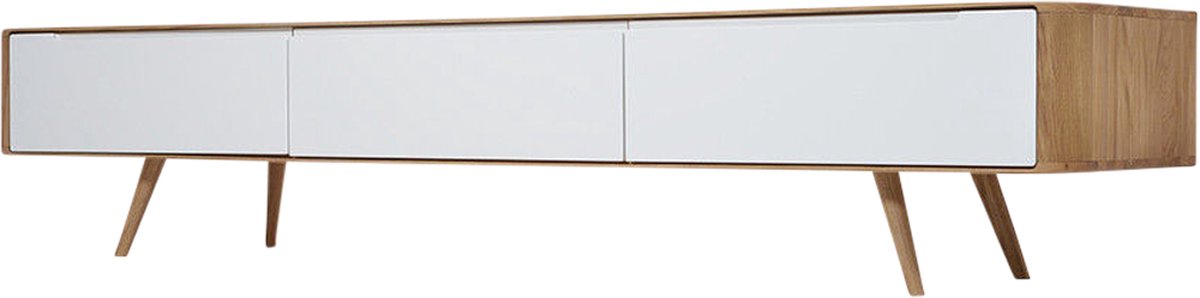 Gazzda Ena Lowboard Naturel - TV meubel - Hout - Massief Eiken - Wit - 225 cm