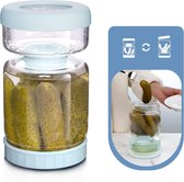 Glazen inzetglas, 1000 ml komkommerpot voor inleggen, augurken en olijven zandloperglas met zeef, luchtdicht kimchiglas, voor inleggen, olijven, kimchi en jalapenos.
