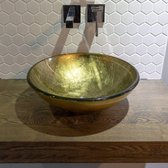 Saniclass Pesca Limone waskom – Ø42x14,5 cm – Gehard glas – Goud groen