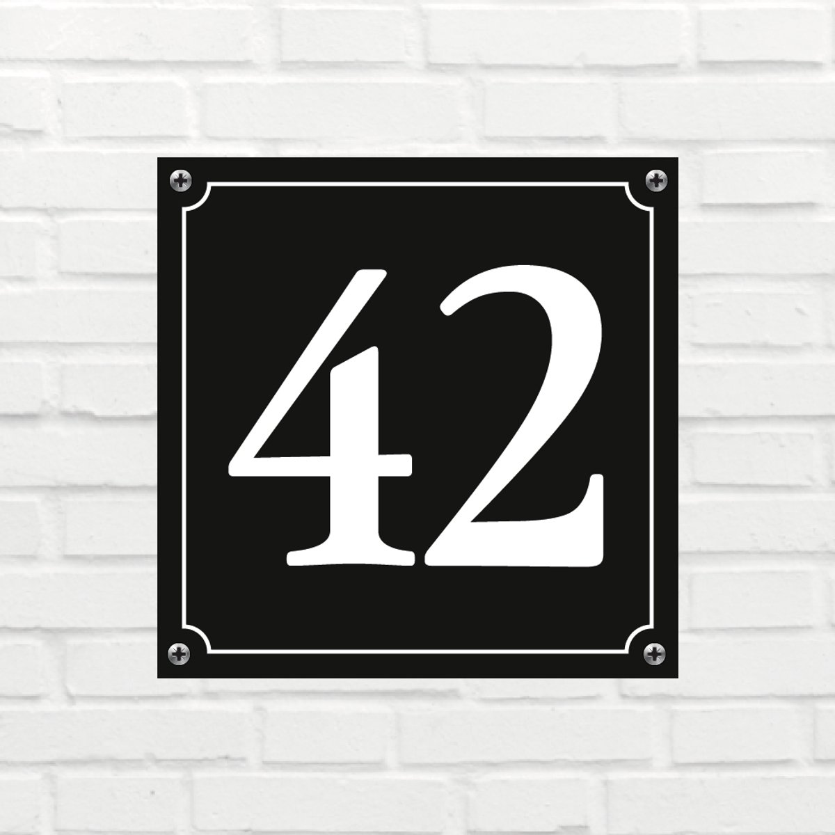 Huisnummerbord Klassiek - Nummer 42 - 14 x 11 cm - incl. bevestiging | - naambord - nummerbord - voordeur