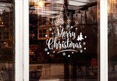 Kerst Sticker - Merry Christmas 3 - Decoratie sticker - 50 x 36 cm - Wit - 1 Stuk - Raamsticker - Deursticker - Muursticker - kerst decoratie - kerstdecoratie voor binnen - kerst decoratie
