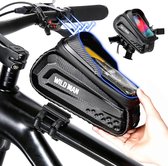 Fietsframe tas, waterdicht, grote volume fiets tas, frame, touchscreen stuur tas, bovenbuis tas, fiets met snelkoppeling en zonneklep voor smartphones van 5.5 - 6.8 inch.