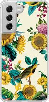 Casimoda® hoesje - Geschikt voor Samsung Galaxy S21 FE - Zonnebloemen / Bloemen - Shockproof case - Extra sterk - Siliconen/TPU - Geel, Transparant