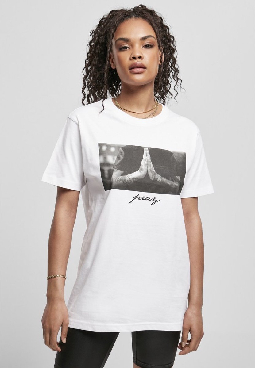 Mister Tee Pray Dames T-shirt 3XL Wit