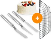 YUGN Grille à Gâteau 40x25CM et Couteau à Palette Couteau à Glaçage à Gâteau - Set de 3 Couteaux à Palette en Acier Inoxydable - Pour la décoration de gâteaux - Astuce Cadeau - Sinterklaas