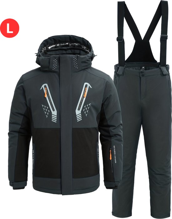 Foto: Livano skipak skibroek skijas ski suit wintersport heren 2 delig grijs winter maat l