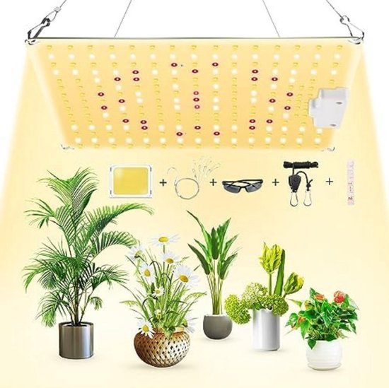 Niello 2Pack 2-kops plantenlamp LED, plantenlicht volspectrum, plantenlamp met timer, 3 kleurstanden en 10 niveaus dimbaar, groeilamp voor kamerplanten, kamerplanten