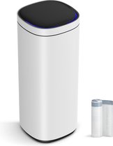 Prullenbak Signature Home Sensor - Poubelle avec détecteur de mouvement - Fermeture amortie 50 litres automatiquement - voyant lumineux - élimination des odeurs à l'ozone - couvercle avec fonction maintien ouvert - acier - blanc