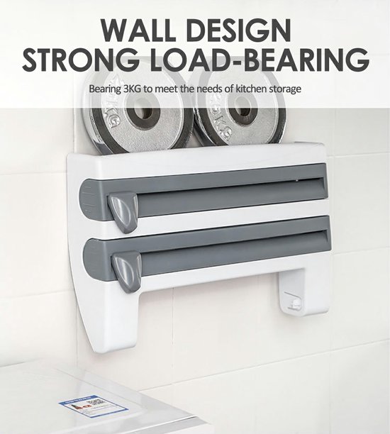 Herzberg HG-03145: Wall-Mounted Paper Towel, Cling Film & Foil Dispenser Household Kitchen Tool Rack