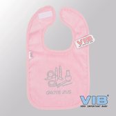 VIB® - Slabbetje Luxe velours - Grote zus met Make up (Roze) - Babykleertjes - Baby cadeau
