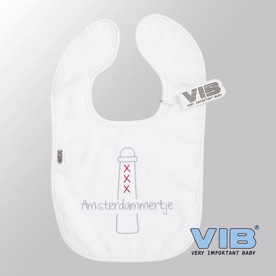 VIB® - Slabbetje Luxe velours - Amsterdammertje (wit) - Babykleertjes - Slabbetjes - zwangerschap aankondiging - baby aankondiging van VIB® — afbeelding 2