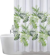 Douchegordijnvorm en schimmelbestendig 180 x 180 cm (71 x 71 inch) | 100% polyester - bladpatroon - palmgroen
