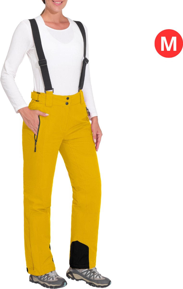Livano Skibroek Skipak Snowboard Broek Winterbroek Sneeuwbroek Dames Wintersport Bretels Geel