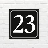 Huisnummerbord Klassiek - Nummer 23 - 14 x 11 cm - incl. bevestiging | - naambord - nummerbord - voordeur