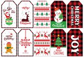 Kerst cadeaulabels - naamlabels - labels karton - kerstcadeau - kerstkado - ho ho ho - 20 stuks incl. touw