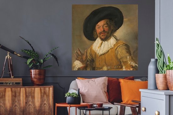 Muurstickers - Sticker Folie - De vrolijke drinker - Schilderij van Frans Hals - 100x100 cm - Plakfolie - Muurstickers Kinderkamer - Zelfklevend Behang XXL - Zelfklevend behangpapier - Stickerfolie