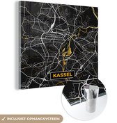 MuchoWow® Peinture sur Verre - Kassel - Allemagne - Carte - Plan d'Etage - Plan de la Ville - Or - 90x90 cm - Peintures sur Verre Acrylique - Photo sur Glas