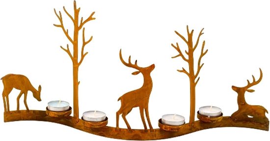 Metalen hert met boompjes voor waxinelichtjes,decoratie,kerst decoratie, waxinelicht houder