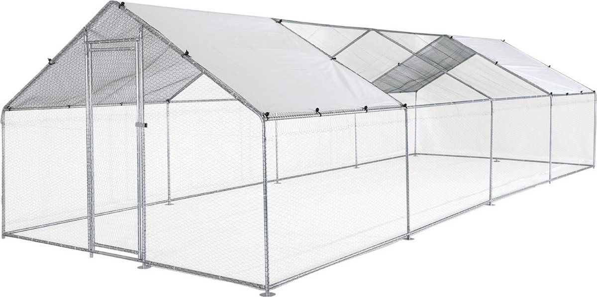 Bol.com sweeek - Kippenren van gegalvaniseerd staal, grijs en groen, verschillende afmetingen - babette aanbieding