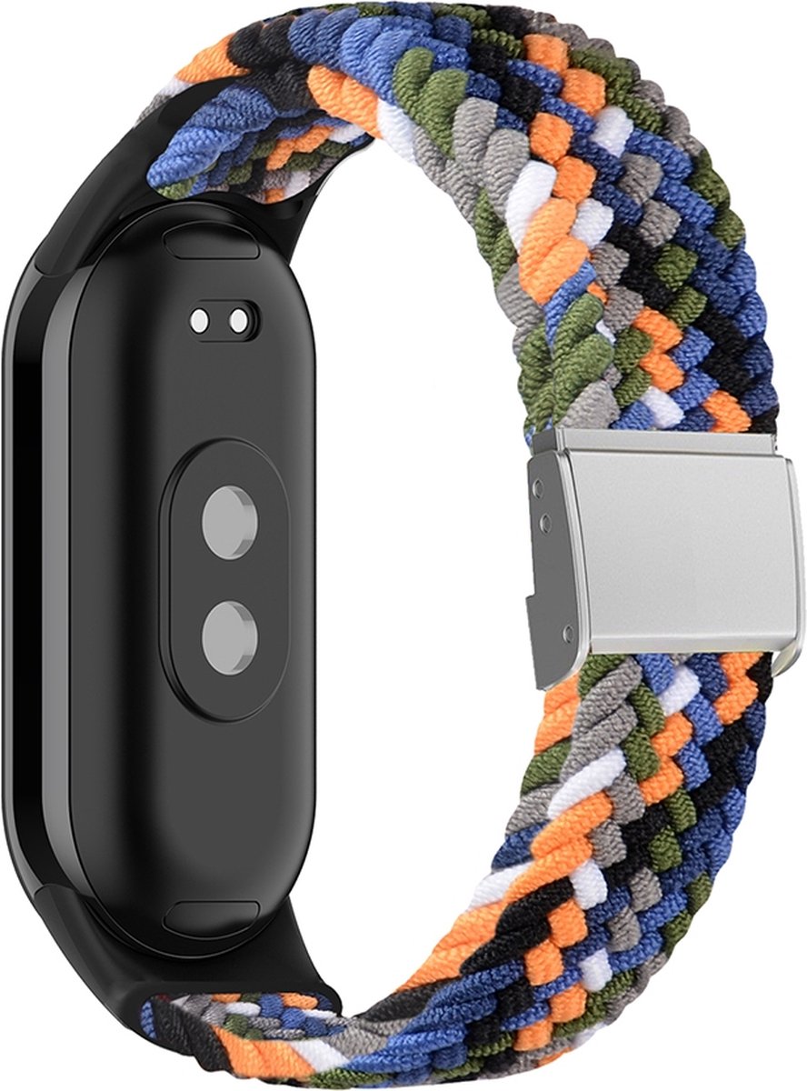 By Qubix - Braided nylon bandje - Multicolor Dark - Geschikt voor Xiaomi Smart Band 8 / 9 / 10
