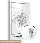 Peinture sur Verre - Carte – Groningue – Zwart Wit – Plan de Ville - Carte - Pays- Nederland - 20x30 cm - Peintures sur Verre Peintures - Photo sur Glas