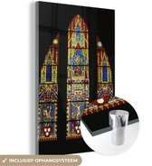 MuchoWow® Glasschilderij 20x30 cm - Schilderij acrylglas - Afbeelding van een glas in lood raam in een kathedraal in Chartres - Foto op glas - Schilderijen