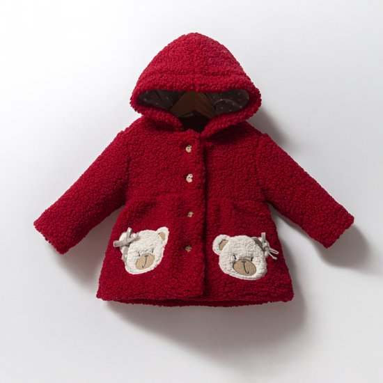 alisé Veste d'hiver Bébé à capuche ours en peluche Rouge 92